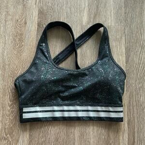 Zyia Active Black Reflective Mirage Light N Tight Cross Strap Sports Bra Small